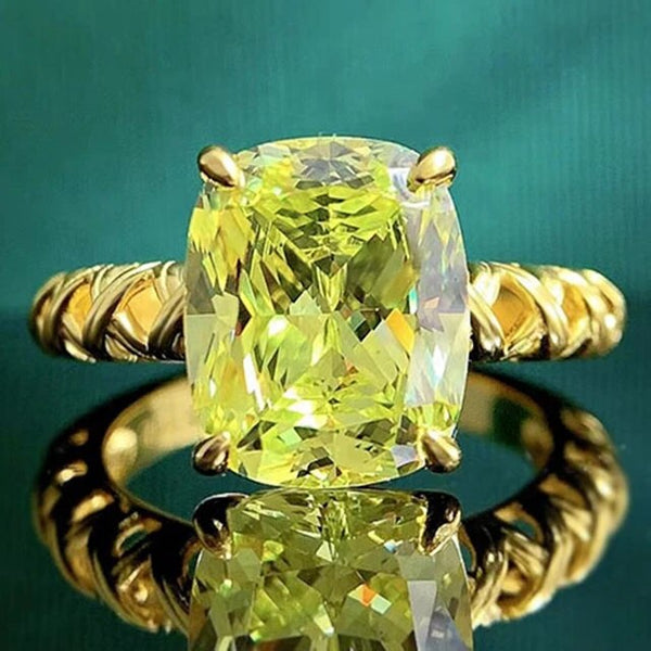 LUCID FANTASY Vintage 18K Gold Plated 925 Sterling Silver 9*11MM Peridot Gemstone Fine Jewelry Ring-Lucid Fantasy