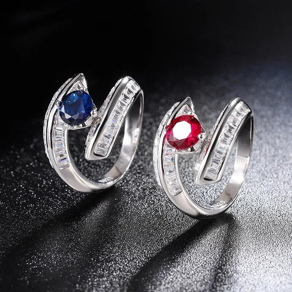LUCID FANTASY Vintage Design 925 Sterling Silver Lab Sapphire Ruby High Carbon Diamonds Gemstone Fine Jewelry Ring-Lucid Fantasy