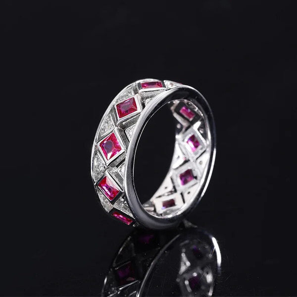LUCID FANTASY Vintage Design 925 Sterling Silver Ruby High Carbon Diamonds Gemstone Fine Jewelry Ring-Lucid Fantasy