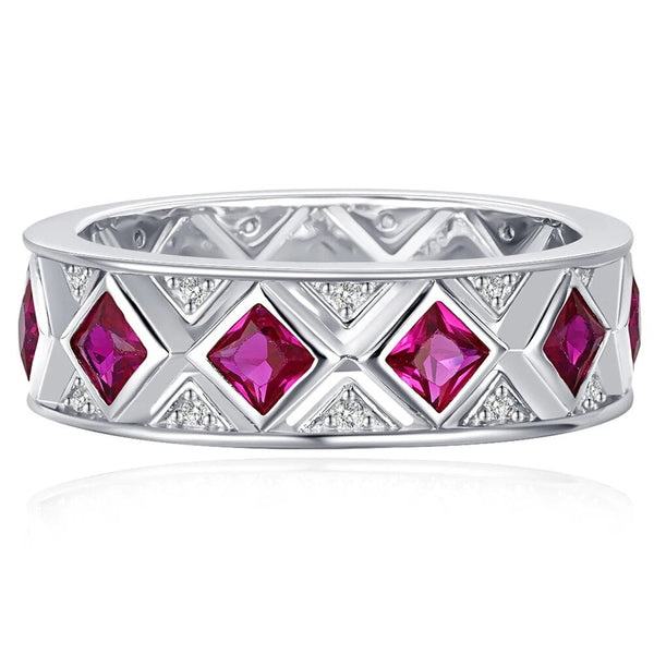 LUCID FANTASY Vintage Design 925 Sterling Silver Ruby High Carbon Diamonds Gemstone Fine Jewelry Ring-Lucid Fantasy