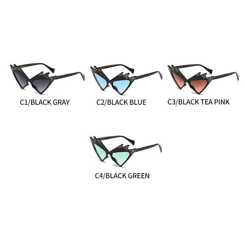 Luxe Cat Eye Sunglasses with Crystal Triangle and Diamond Star Accents - Lucid Fantasy 