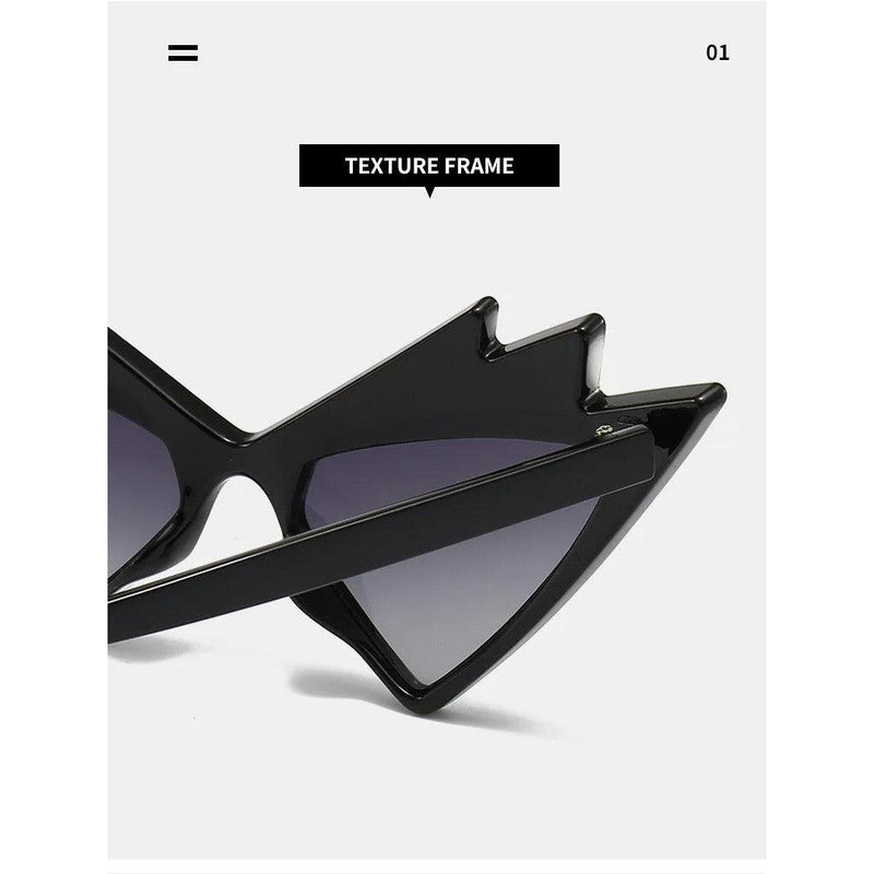 Luxe Cat Eye Sunglasses with Crystal Triangle and Diamond Star Accents - Lucid Fantasy 