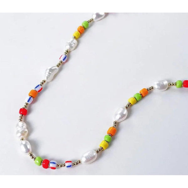 LUXE Design Natural Irregular Pearls Necklace Stainless Steel Fashion Jewelry Pearl Colorful Bead Necklace-Lucid Fantasy
