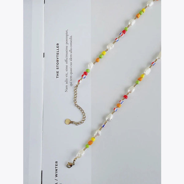 LUXE Design Natural Irregular Pearls Necklace Stainless Steel Fashion Jewelry Pearl Colorful Bead Necklace-Lucid Fantasy