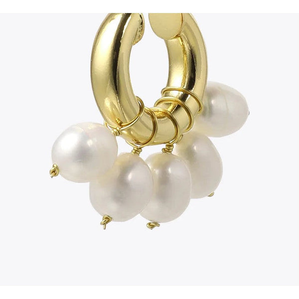 LUXE Design Natural Pearl Earrings Gold Color Small Circle Hoops Fashion Jewelry-Lucid Fantasy