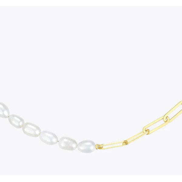 LUXE Design Natural Pearl Link Chain Choker Necklace Gold Color Stainless Steel Fashion Jewelry-Lucid Fantasy