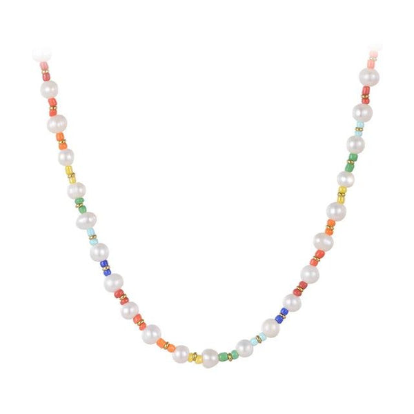 LUXE Design Natural Pearl Necklace Stainless Steel Fashion Jewelry Pearl Colorful Seed Beaded Dainty-Lucid Fantasy