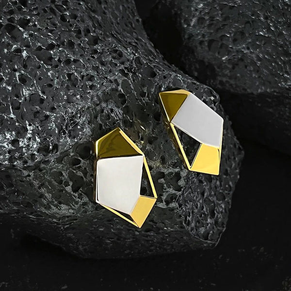 LUXE Design New In Earrings Piercing Maxi Stud Gold Color Fashion Jewelry Meteorite-Lucid Fantasy