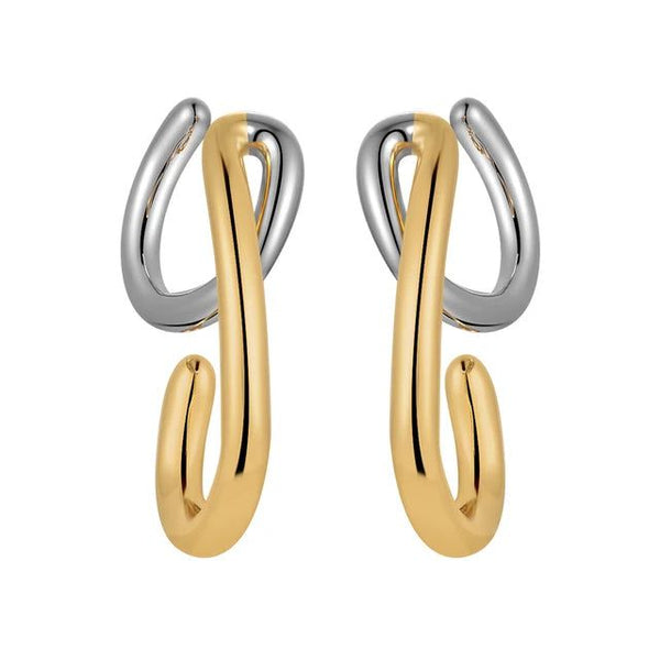LUXE Design Original Abstract Irregular Line Ear Cuff Two-Tone Gold Color Earrings Fashion Jewelry-Lucid Fantasy
