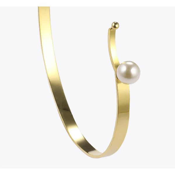 LUXE Design Pearl Ball Cuff Bangle Bracelet Gold Color Stainless Steel Fashion Jewelry-Lucid Fantasy