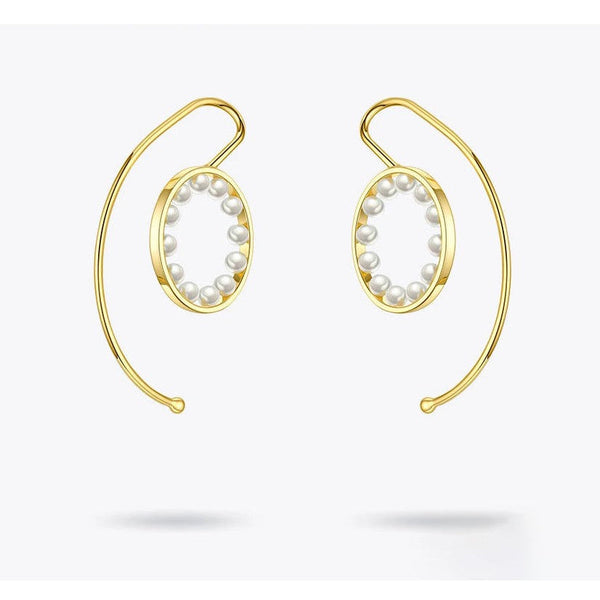 LUXE Design Pearl Circle Ear Cuff Clip On Earrings Statement Gold Color Fashion Jewelry-Lucid Fantasy