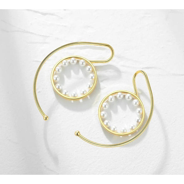 LUXE Design Pearl Circle Ear Cuff Clip On Earrings Statement Gold Color Fashion Jewelry-Lucid Fantasy