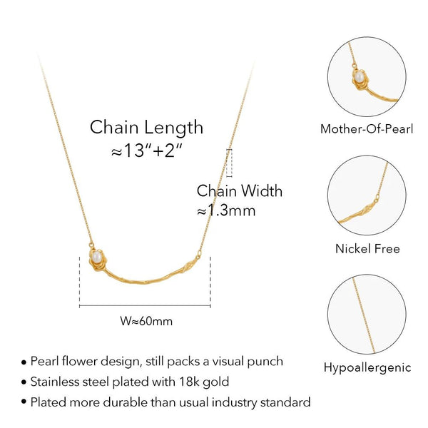 LUXE Design Pearl Flower Necklace Jewelry Necklaces Stainless Steel Fashion Natural-Lucid Fantasy
