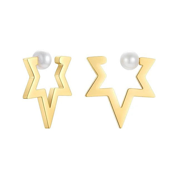LUXE Design Pearl Star Ear Cuff Gold Color Earrings Stainless Steel Fashion Jewelry Body Jewelry-Lucid Fantasy