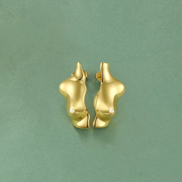 LUXE Design Punk 3D Chest Stud Earrings Gold Color Fashion Jewelry-Lucid Fantasy