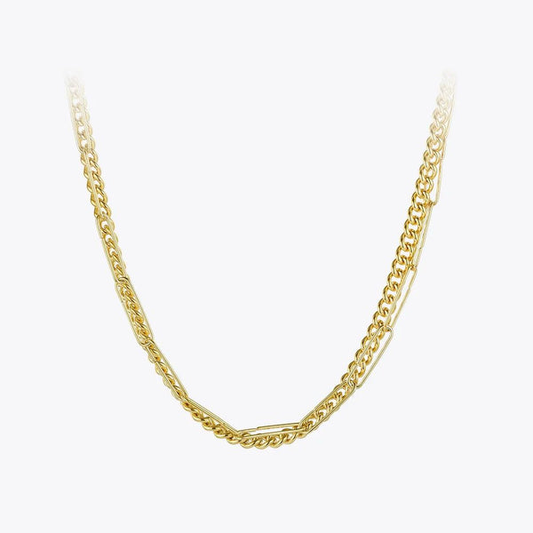 LUXE Design Punk Double Link Chain Choker Necklace Stainless Steel Gold Color Fashion Jewelry-Lucid Fantasy