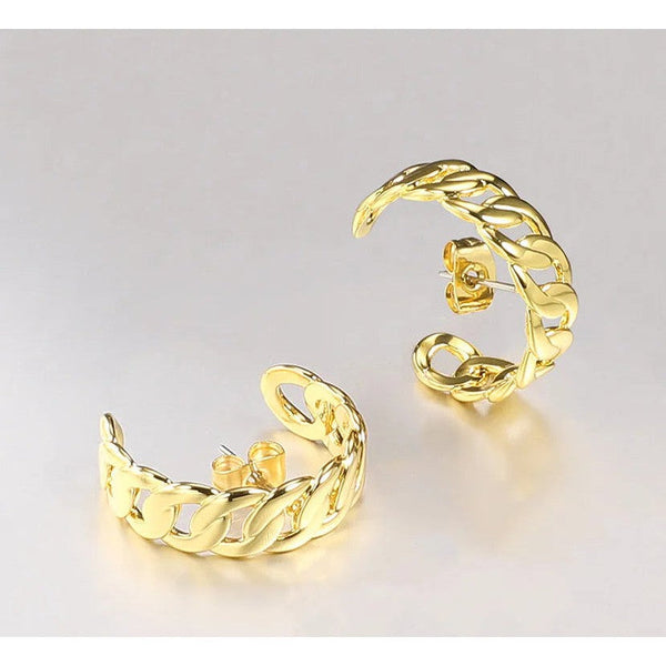 LUXE Design Punk Link Chain Maxi Stud Earrings Body Jewelry Gold Color Fashion Jewelry-Lucid Fantasy