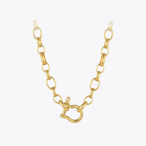 LUXE Design Punk Lock Necklace Stainless Steel Hook Choker Gold Color Fashion Jewelry-Lucid Fantasy