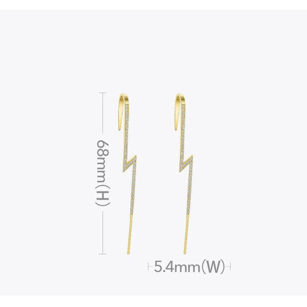LUXE Design Punk Rhinestone Lightning Maxi Stud Earrings Gold Color Statement Geometric Fashion Jewelry Body Jewelry-Lucid Fantasy