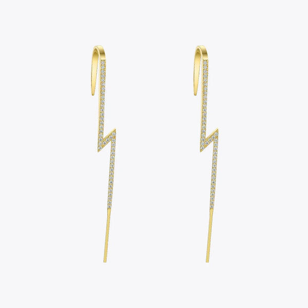 LUXE Design Punk Rhinestone Lightning Maxi Stud Earrings Gold Color Statement Geometric Fashion Jewelry Body Jewelry-Lucid Fantasy