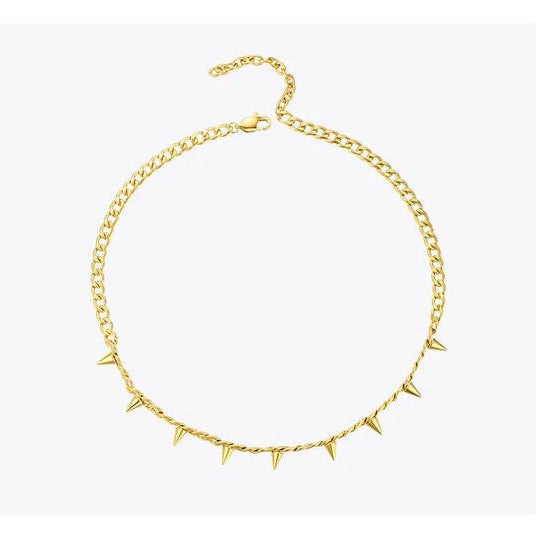 LUXE Design Punk Spikes Pendant Necklace Stainless Steel Gold Color Rock Chain Hiphop Choker Necklaces Fashion Jewelry-Lucid Fantasy