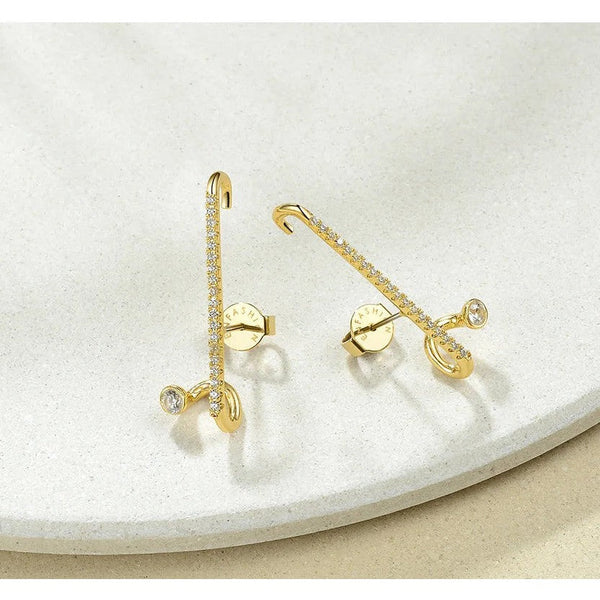 LUXE Modern Design Rhinestone Maxi Stud Earrings Gold Color Statement Minimalist Fashion Jewelry Body Jewelry-Lucid Fantasy