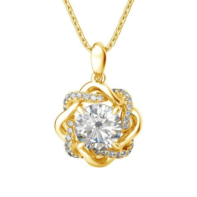 Luxurious Interwoven Halo 3 Ct. Moissanite Pendant Necklace in Sterling Silver - Lucid Fantasy 