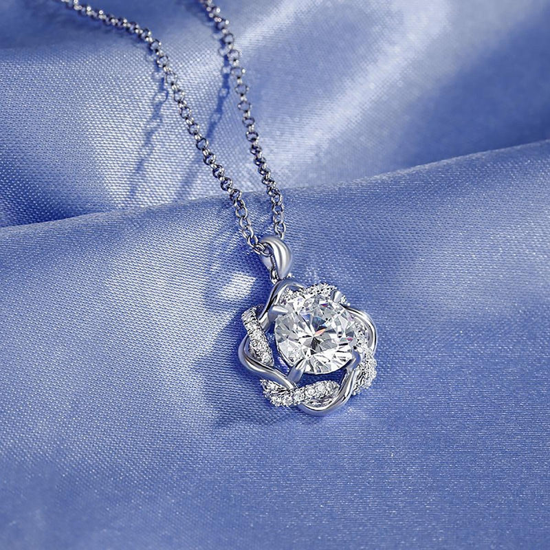 Luxurious Interwoven Halo 3 Ct. Moissanite Pendant Necklace in Sterling Silver - Lucid Fantasy 