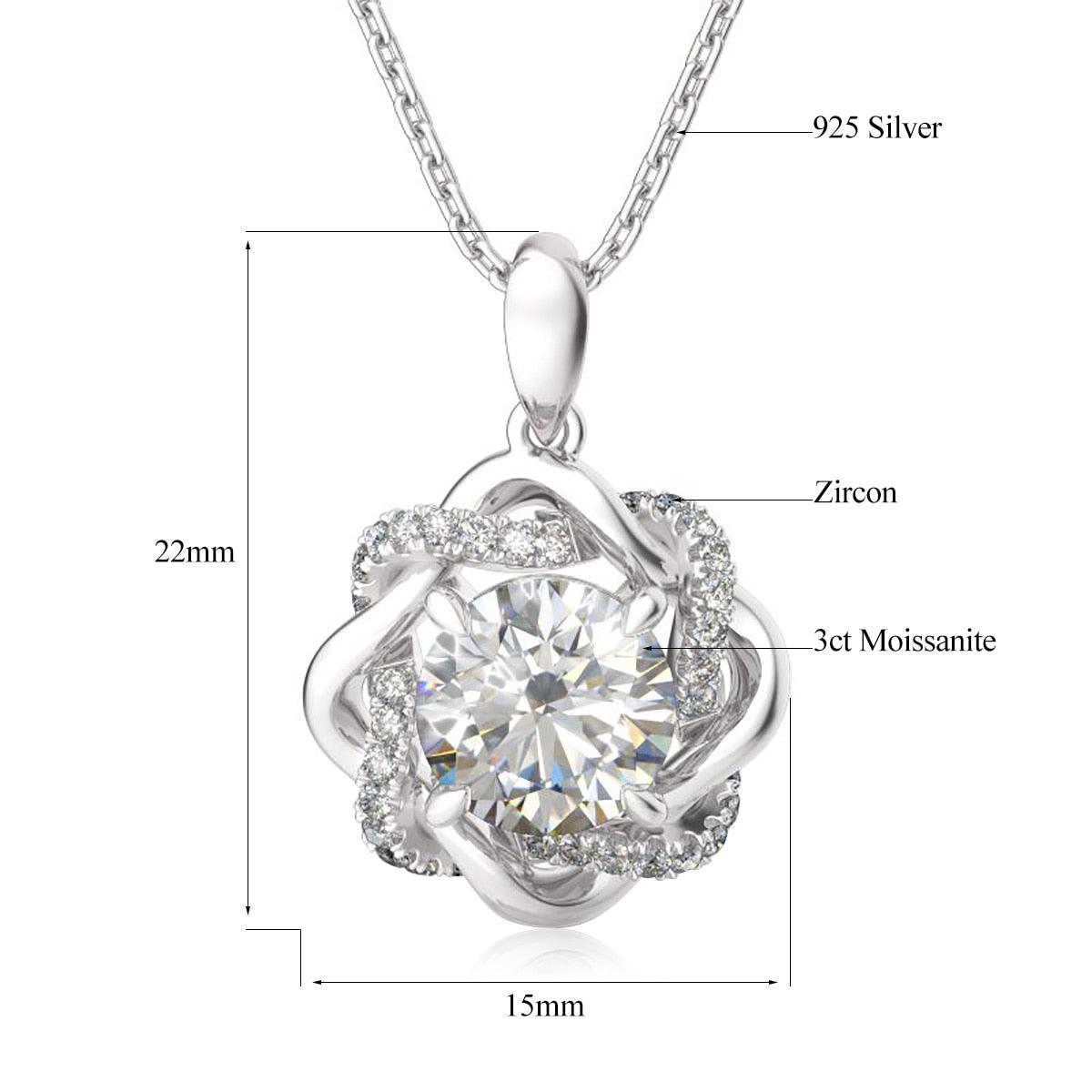 Luxurious Interwoven Halo 3 Ct. Moissanite Pendant Necklace in Sterling Silver - Lucid Fantasy 