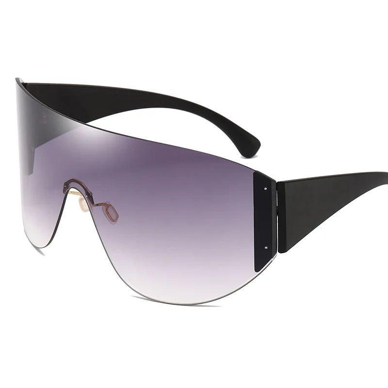 Luxurious Oversized Rimless Mirrored Shield Sunglasses for Fashion Enthusiasts - Lucid Fantasy 