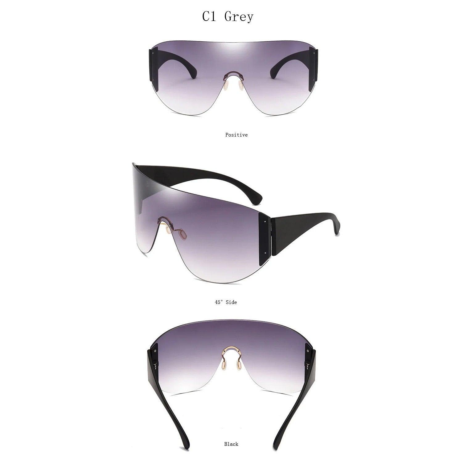 Luxurious Oversized Rimless Mirrored Shield Sunglasses for Fashion Enthusiasts - Lucid Fantasy 