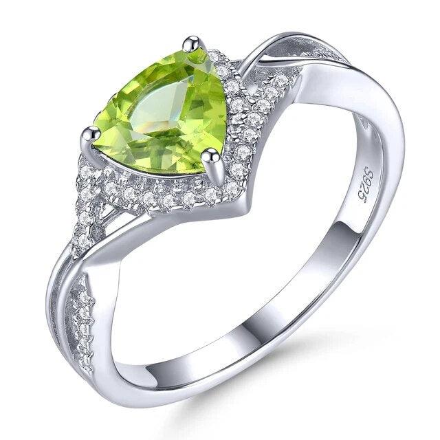 Luxurious Trillion Cut Garnet and Peridot Ring in Sterling Silver - 1.2 Carats S925 Fine Jewelry - Lucid Fantasy 