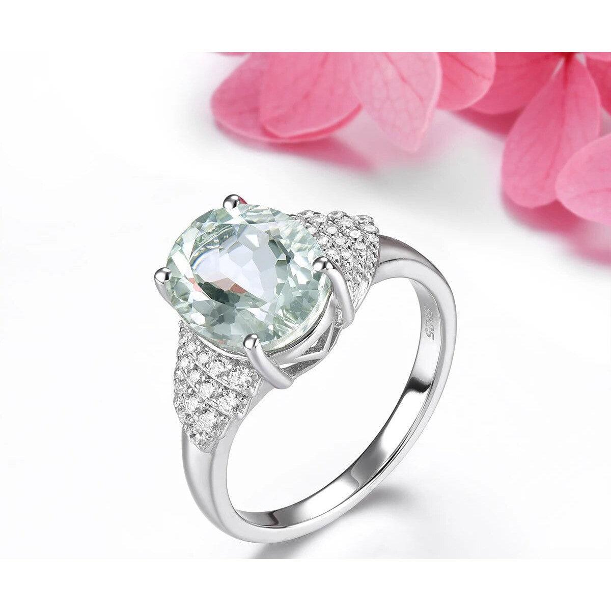 Luxurious Vintage Green Amethyst Silver Ring - 6 Carats S925 Fine Jewelry - Lucid Fantasy 