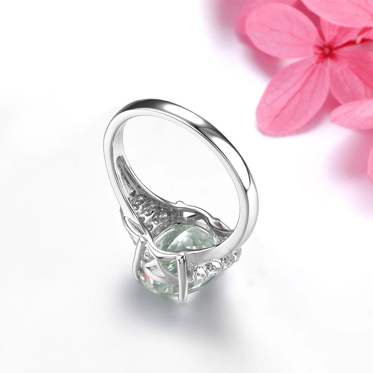 Luxurious Vintage Green Amethyst Silver Ring - 6 Carats S925 Fine Jewelry - Lucid Fantasy 