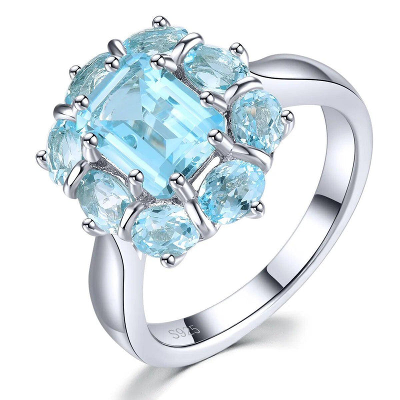 Luxurious Vintage Sky Blue Topaz Sterling Silver Ring - 3.7 Carats Fine Jewelry - Lucid Fantasy 