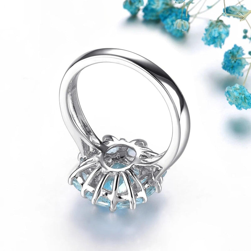 Luxurious Vintage Sky Blue Topaz Sterling Silver Ring - 3.7 Carats Fine Jewelry - Lucid Fantasy 