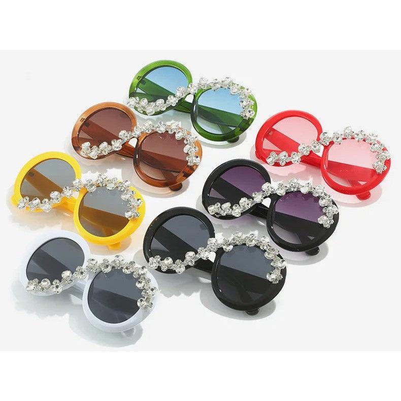 Luxury Bling Oversized Round Sunglasses with UV400 Protection and Diamond Accents - Lucid Fantasy 