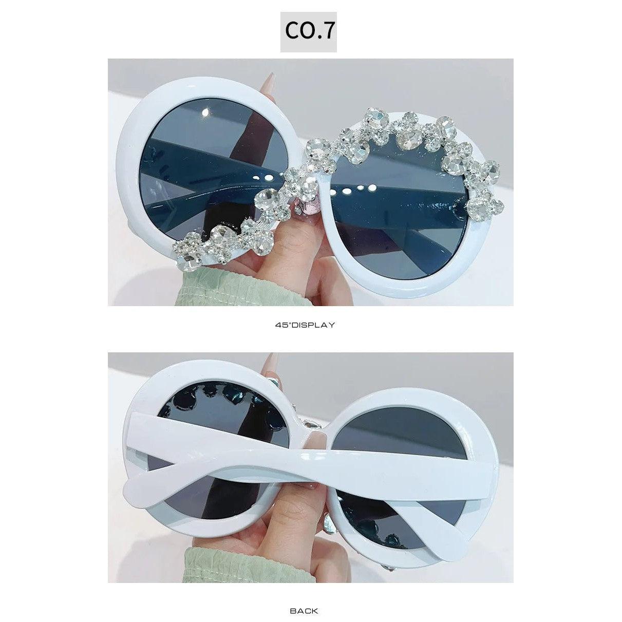 Luxury Bling Oversized Round Sunglasses with UV400 Protection and Diamond Accents - Lucid Fantasy 