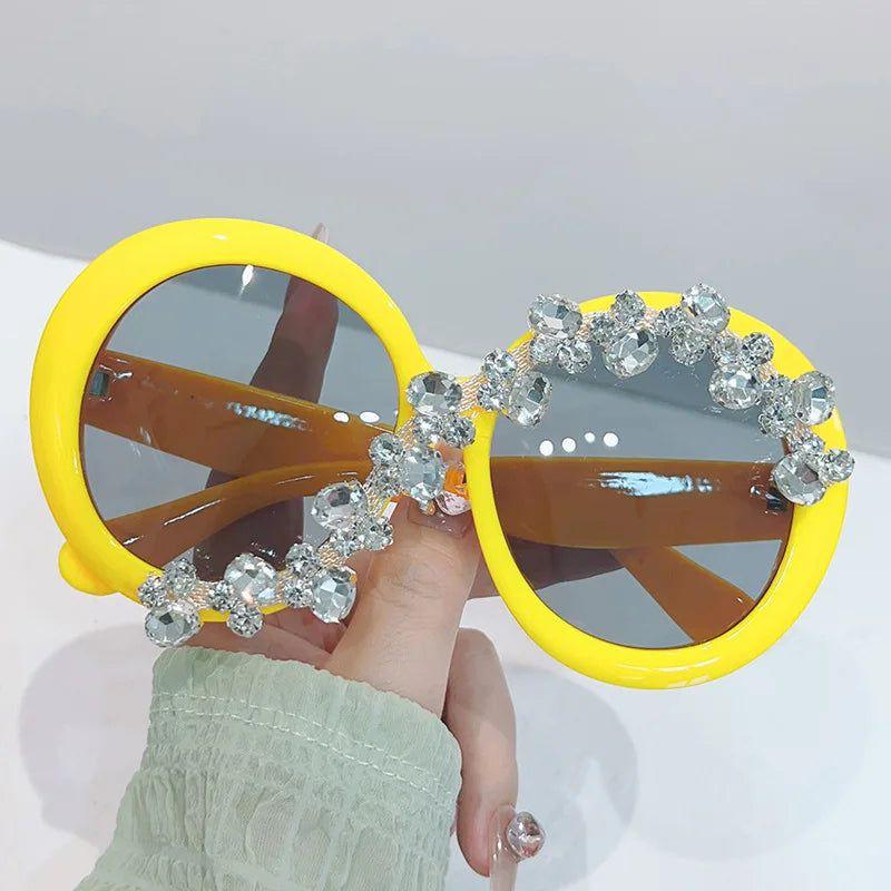 Luxury Bling Oversized Round Sunglasses with UV400 Protection and Diamond Accents - Lucid Fantasy 