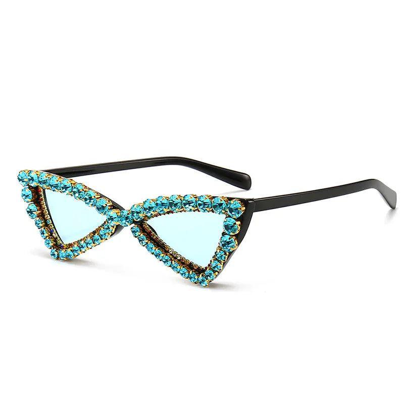 Luxury Cat Eye Sunglasses with Crystal Accents and UV400 Protection - Lucid Fantasy 