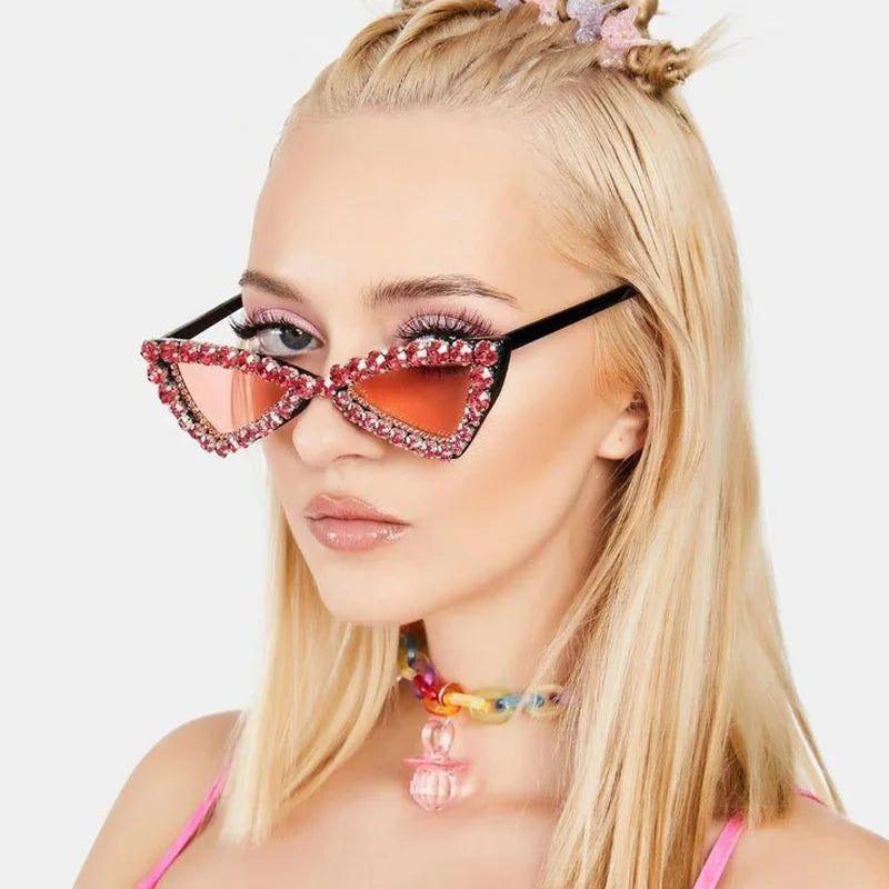 Luxury Cat Eye Sunglasses with Crystal Accents and UV400 Protection - Lucid Fantasy 