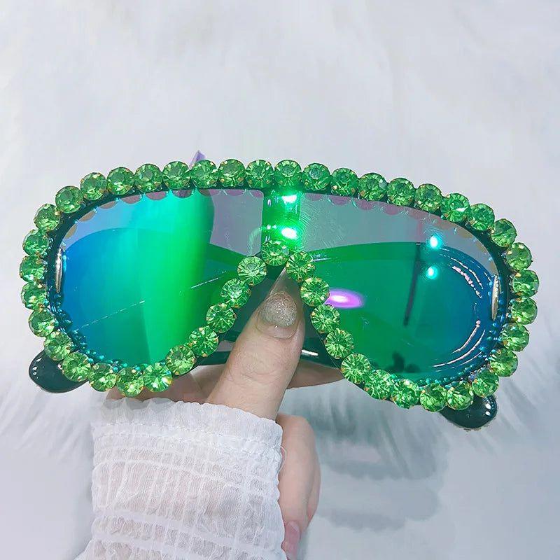 Luxury Crystal Shield UV400 Oversized Sunglasses - Lucid Fantasy 