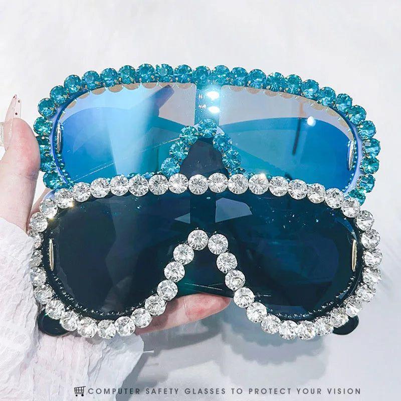 Luxury Crystal Shield UV400 Oversized Sunglasses - Lucid Fantasy 