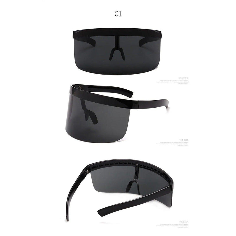 Luxury Mirrored Shield Oversized Sunglasses with Windproof Design - Lucid Fantasy 