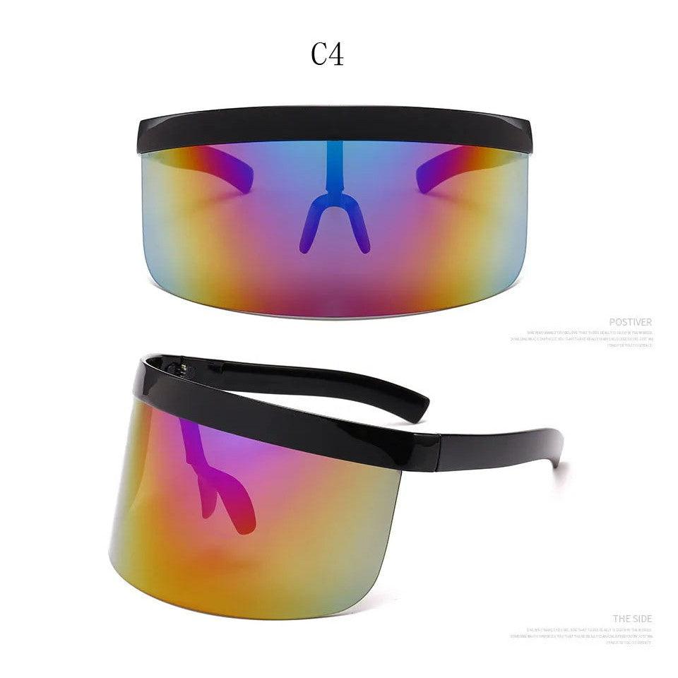 Luxury Mirrored Shield Oversized Sunglasses with Windproof Design - Lucid Fantasy 