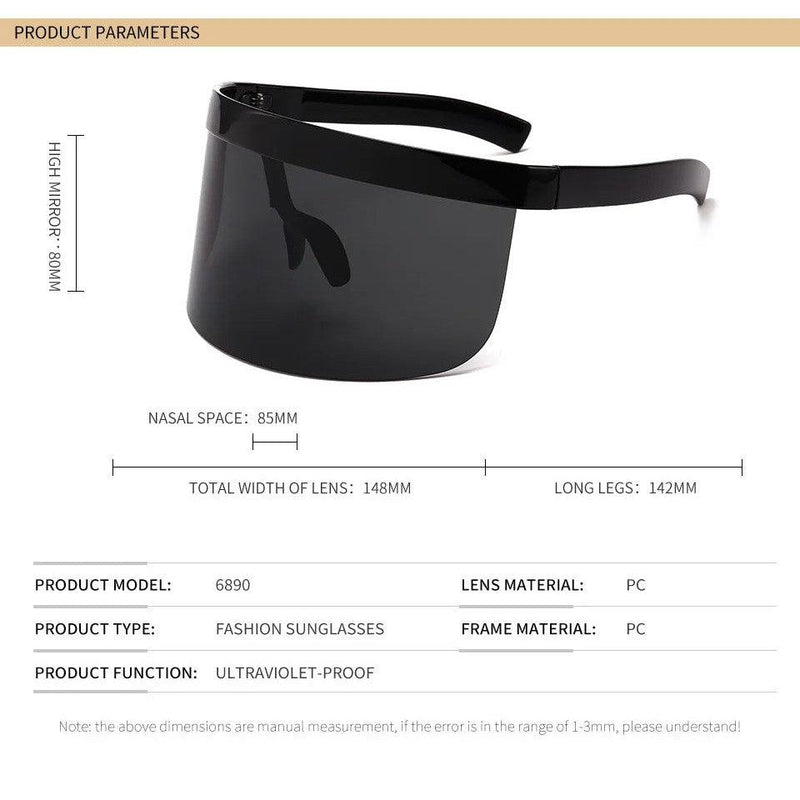 Luxury Mirrored Shield Oversized Sunglasses with Windproof Design - Lucid Fantasy 