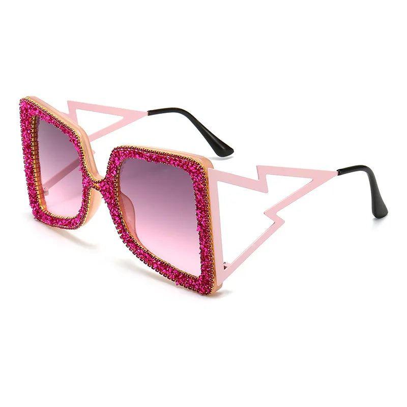 Luxury Oversized Rhinestone Bow Sunglasses with Crystal Star Pendant - Lucid Fantasy 