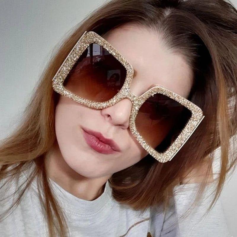 Luxury Oversized Rhinestone Bow Sunglasses with Crystal Star Pendant - Lucid Fantasy 