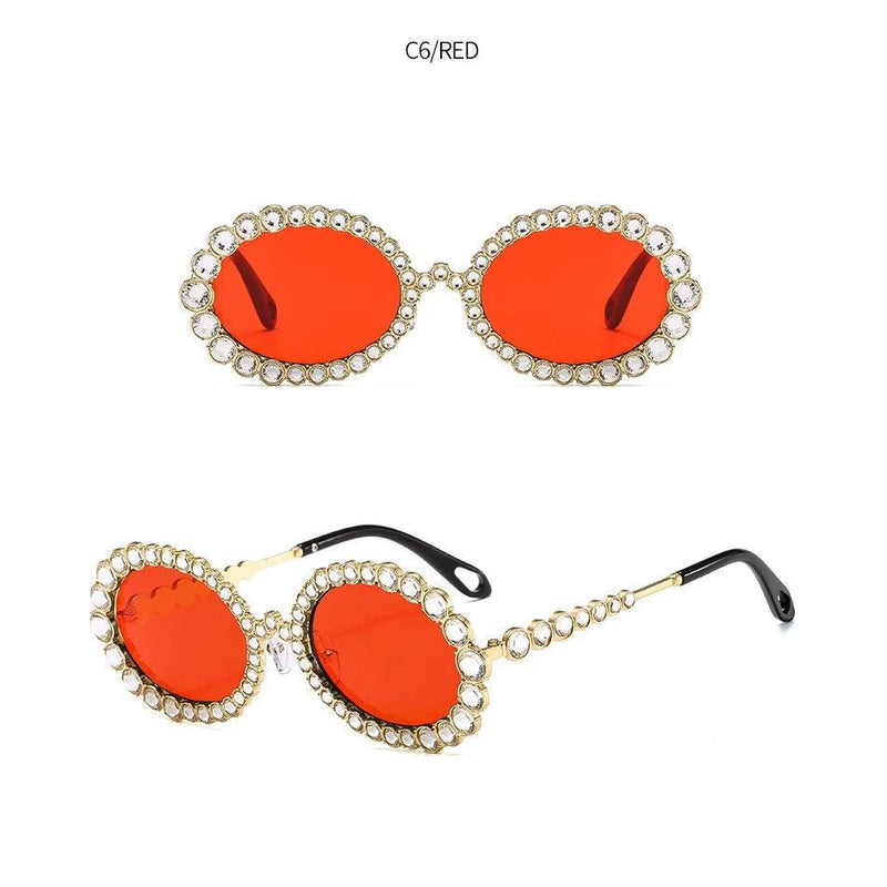 Luxury Oversized Round Sunglasses with Bling Crystal Accents and Big Frame Design - Lucid Fantasy 