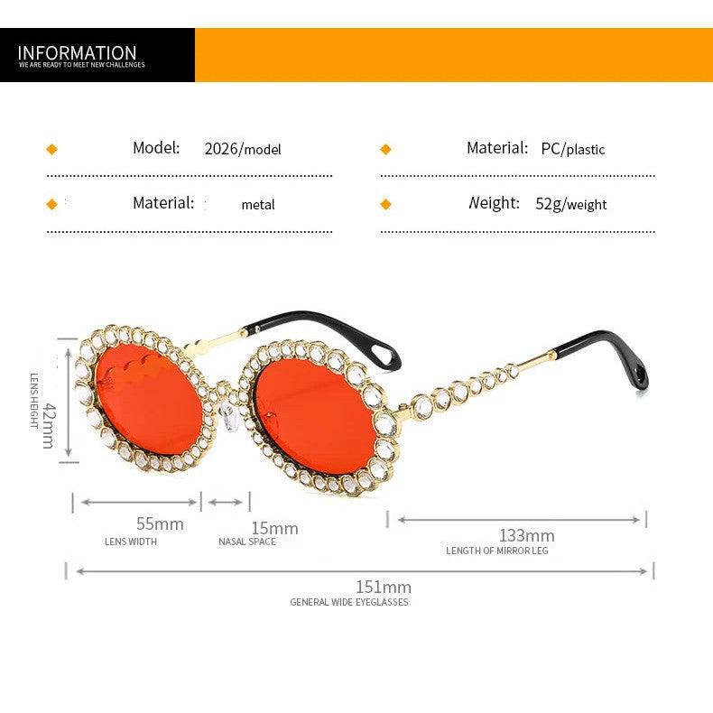 Luxury Oversized Round Sunglasses with Bling Crystal Accents and Big Frame Design - Lucid Fantasy 